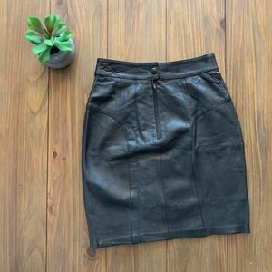 Vintage Black Leather Mini Skirt